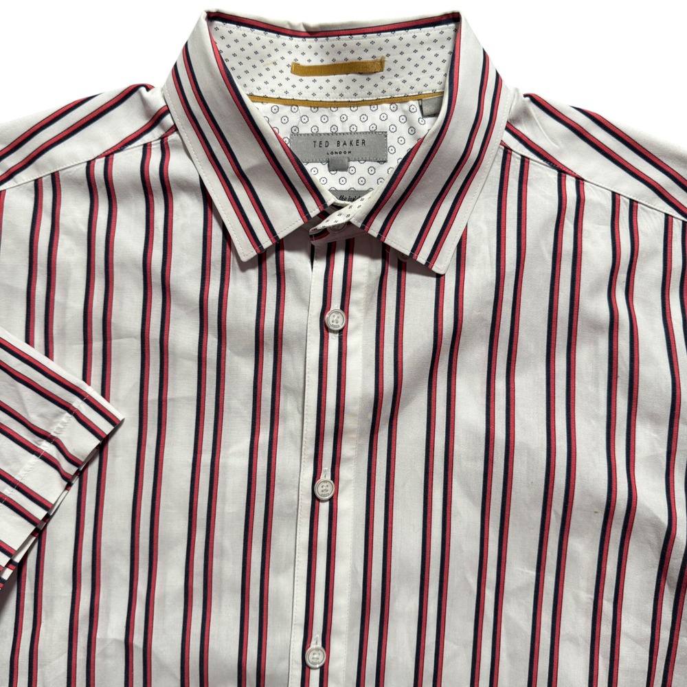 Ted Baker London Mens Size 4 Baloom Striped Short Sleeve Button Down Shirt